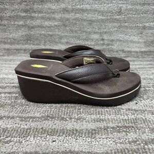 Volatile Frappachino  Shoes Brown Platform Wedge Thong Sandal Size 10